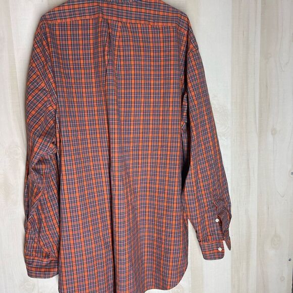 Ralph Lauren orange blue plaid long‎ sleeve button down shirt, size XXL - Picture 4 of 12